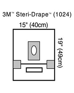 3M Healthcare Small Drape W/ Adhesive Aperture & Pouch, 15" x 19", 2 Adhesive Patches, Fluid Collection Pouch, 40/CS