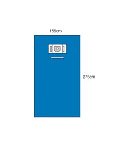 3M Healthcare Large Sheet W/ Aperture & 2 Pouches, 62" x 107", Standard Blue Fabric, Face Arch, Fluid Collection Pouches, 28/CS