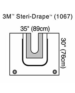 3M Healthcare U-Drape, 30" x 35", U-Pouch Aperture with Adhesive, 2 Exit Ports, 20/CS