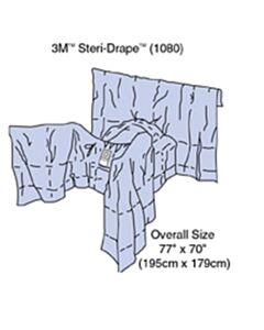 3M Healthcare Steri-Drape Gynecological Drape W/ Pouch, 77" x 70", Absorbent Impervious Material, Perineal/Vaginal Aperture, Fluid Collection Pouch