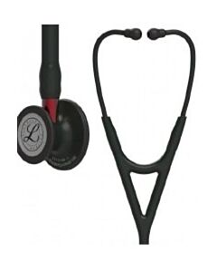 3M Healthcare Stethoscope, Black Finish Chestpiece, Black Tube, Red Stem & Black Headset, 27"