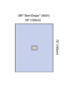 3M Healthcare Steri-Drape Adhesive Aperture Drape, 59" x 72", Absorbent Impervious Material, Off-Centered Oval Aperture, 50/CS