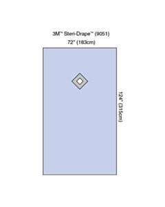 3M Healthcare Steri-Drape Thyroid Drape, 72" x 124", Absorbent Impervious Material, Diamond Adhesive Aperture, 30/CS
