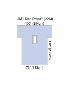 3M Healthcare Steri-Drape Laparotomy Drape, 72" x 112", Absorbent Impervious Material, Rectangular Aperture, Arm Extensions, 20/CS