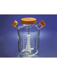 Corning 8l Corning Reusable Glass Spinner Flask With 120 mm Flat Center Cap And 2 Angled Sidearms