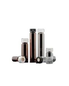 JG Finneran 20ul Amber Vial, 24-400mm Open Top Black Closure, 0.125" Ptfe/Silicone Top Hat?-lined Qty (72)