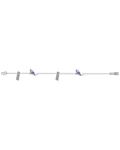 Amsino Standard Bore IV Extension Set, 27" Length, 4.9 mL Priming Volume, Female Luer Lock, 2 Slide Clamps, 2 Amsafe Needle-Free Y Sites, Rotating
