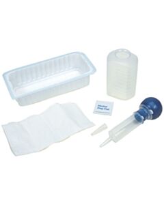 Amsino Bulb Irrigation Tray Includes: 1000cc Outer Tray, 500cc Graduated Container, 60cc Bulb Irrigation Syringe, Alcohol Prep Pad, Large Moisture-Proof