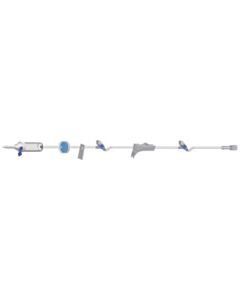 Amsino Adult Primary Piggyback IV Set, 15 Drops Per mL, 110" Length, 21 mL Priming Volume, Vented/Non-Vented, Back Check Valve, 1 Slide Clamp