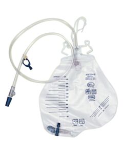 Amsino Drainage Bag, 2000ml, Anti-Reflux Chamber, Pre-Pierced Needle Free Sampling Port (Luer Slip Or Blunt Cannula Compatible), Universal Double