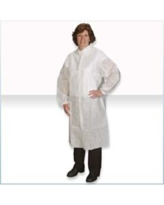 AlphaPro Frock, White, Raglan Sleeve, Elastic Wrist, Snap Collar, Size S/M