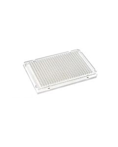 BioPlas PermaFrame 384-Well Full-Skirt PCR Plate, A24, White Wells, Pre-barcoded, PK/10, Clear & White