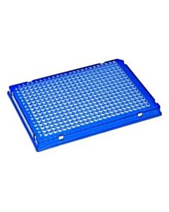 BioPlas PermaFrame 384-Well Full-Skirt PCR Plate, A24, Clear Wells, CS/100, Blue