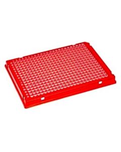BioPlas PermaFrame 384-Well Full-Skirt PCR Plate, A24, Clear Wells, CS/100, Red