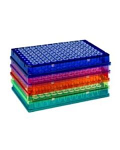 BioPlas PermaFrame 96-Well Full-Skirt 0.1mL PCR Plate, Clear Wells, CS/100, Green