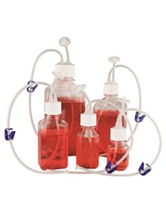 Chemglass Bottle Assembly, 2000mL, 2 Port, Single-Use, C-Flex Tubing PK 5