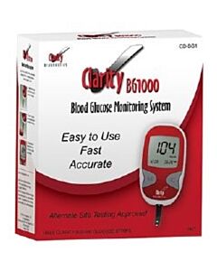 Clarity Diagnostics Blood Glucose Meter Clarity Diagnostic BG1000 5 Second Results Stores up to 300 Results No Coding Required