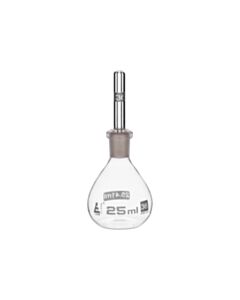 Eisco Labs Pycnometer, Calibrated, 25ml - Specific Gravity Bottle With Flat Bottom & Perforated