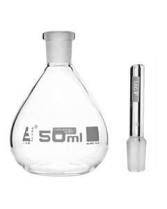 Eisco Labs Pycnometer, Calibrated, 50ml - Specific Gravity Bottle With Flat Bottom & Perforated