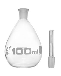 Eisco Labs Pycnometer, Calibrated, 100ml - Specific Gravity Bottle With Flat Bottom & Perforated