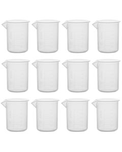 Eisco Labs 12pk Plastic Beakers, 50ml - Polypropylene - Raised Graduations