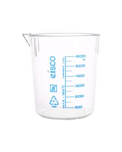 Eisco Labs Beaker, 600ml, Tpx Plastic, With Spout - Blue Graduations Ml