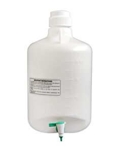 Eisco Labs Carboy Bottle With Stopcock, 20 Liter Capacity - Polypropylene - With 2 Handles
