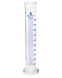 Eisco Labs Graduated Cylinder, 1000ml - Class B - Blue Graduations, Round Base