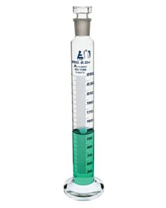 Eisco Labs Graduated Cylinder, 250ml - Class A - 24/29 Socket - Polypropylene Stopper - Round