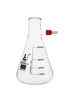 Eisco Labs Filtering Flask, 1000ml - Borosilicate Glass - Conical Shape, With Integral Plastic