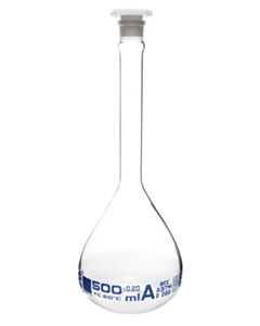 Eisco Labs Volumetric Flask, 500ml - Astm, Class A - Tolerance ±0.20ml - Interchangeable