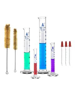 Eisco Labs Safety Pack Measuring Cylinder Set With 3 Droppers & 2 Cleaning Brushes - 5ml