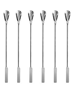 Eisco Labs 6pk Lab Spatula Spoon, 9" - Stainless Steel - Flat End & Scoop End