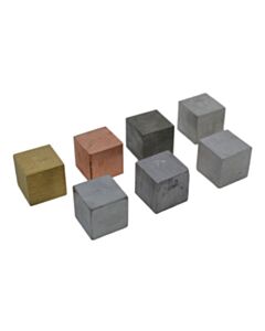 Eisco Labs Density Cubes, 0.75" - Set Of 7 - Brass, Lead, Zinc, Copper, Aluminum, Iron