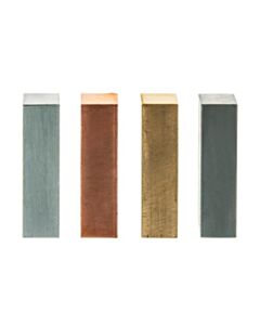 Eisco Labs 4pc Metal Block Set - Brass, Aluminum, Steel & Copper - 2" X 0.5" X 0.5"