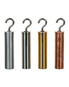 Eisco Labs 4pc Hooked Metal Cylinders Set - Brass, Aluminum, Steel & Copper - 1.5 X 0.5"