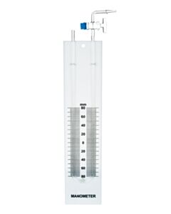 Eisco Labs Glass Manometer, U-Tube - Built In Stopcock, Mounted On Back Plate With Printed