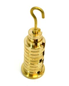 Eisco Labs Brass Slotted Set Of Masses And Hanger (50g Hanger, Two 5g Discs, One 10g Disc