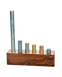 Eisco Labs 6pc Equal Mass Metal Cylinders Set - Copper, Lead, Brass, Zinc, Iron & Aluminum