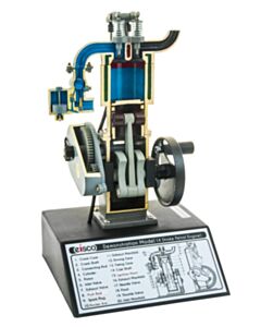 Eisco Labs 4 Stroke Gasoline Hand Crank Engine Model With Actuating Movable Parts To Demonstrate
