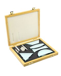 Eisco Labs Glass Prisms & Lens Set, 7 Pcs - 13mm Thick - Wooden Storage Box