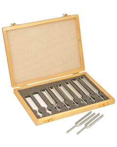 Eisco Labs Scientific Steel Tuning Forks, Set Of 8 (Scientific Pitch, C4 = 256hz) With Wooden