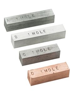 Eisco Labs Mole Set - 4 Metal Bars That Represent "1 Mole" Of The Element - Copper, Iron