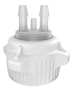 Foxx Life Sciences VersaCap 53 mm (53B) Bottle and Flask Caps, Open Cap with Tangle Free Hose Barb Adapter, Two 5/16 Inch Barbs for 5/16 Inch ID Tubin