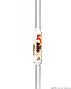 Foxx Life Sciences Borosil Volumetric Pipette Bulb Class A ASTM 969 USP Type I Ind Cert 5mL