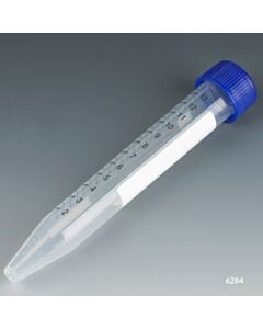 Globe Scientific Centrifuge Tube, 15mL, Separate Blue Flat Top Screw Cap, PP, Printed Graduations