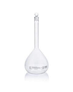 Globe Scientific 2000mL Volumetric Flask, Globe Glass, Class B, Each, 4/Case