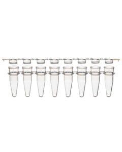 Globe Scientific 0.2mL 8-Strip Tubes, with Separate 8-Strip Clear Flat Caps, Natural