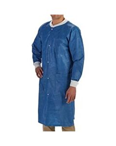 Graham Medical Labmates Coat, 3-Pocket, Medium, Nonwoven, Blue, 50/CS