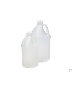 Qorpak 128oz (3,840mL) Natural Hdpe Handled Round Jug With 38-400 Black Phenolic Polycone Lined Cap